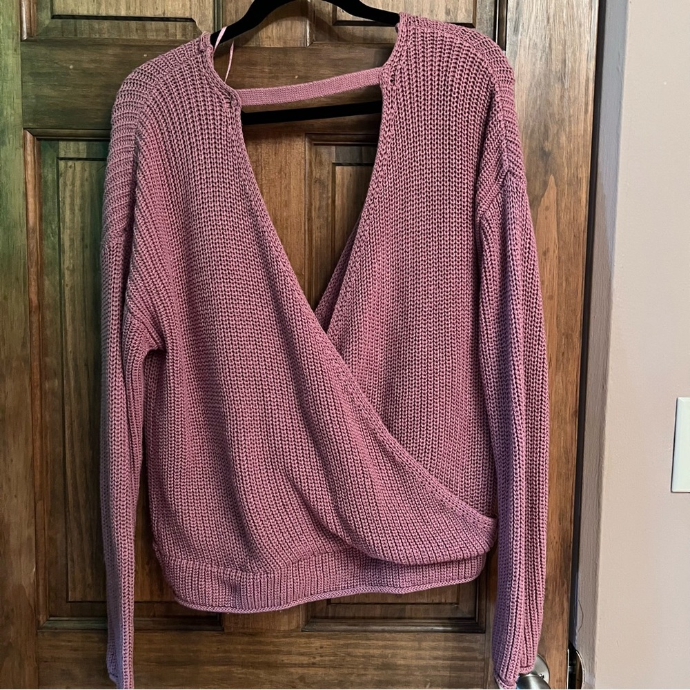Pink wrap front sweater - Picture 2 of 3